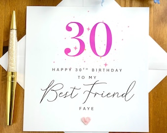 Tarjeta de cumpleaños número 30 para mejor amiga, tarjeta de cumpleaños para mejor amiga, feliz cumpleaños número 30, tarjeta de cumpleaños número 30 personalizada, TLC05xx