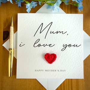 Tarjeta "Mamá, te amo" para el Día de la Madre, tarjeta especial para el Día de la Madre, tarjeta con textura de lujo, tarjeta para el Día de la Madre para mamá, TLC0393