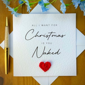 Alles was ich für Weihnachten will, bist du, nackte Weihnachtskarte, freche Weihnachtskarte, ungezogene Weihnachtskarte für Freund, personalisierte Weihnachtskarte, TLC0363