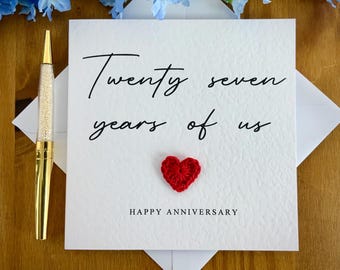 Twenty Seven Years of Us Card | 27th Anniversary Personalised | Wedding Milestone for Partner | TLC0448