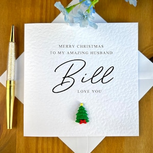 Carte de Noël personnalisée pour mari, carte de Noël pour mari, carte de Noël texturée de luxe, carte de Noël personnalisée, TLC0303