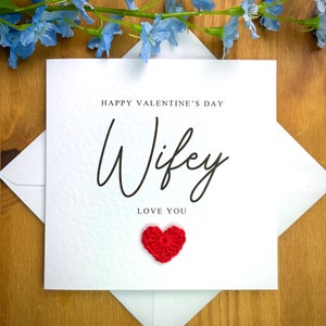 Wifey Valentine’s Day card, personalised card for wife, luxury textured birthday card, valentines card for wife, TLC0283