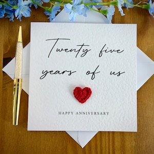 Tarjeta de veinticinco años de nosotros, tarjeta de aniversario número 25, tarjeta de aniversario de bodas personalizada, tarjeta para él, tarjeta de aniversario para ella, TLC0446