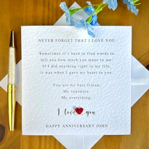 Liebesgedicht Jahrestagskarte, sentimentale Jahrestagskarte, Worte der Liebe, personalisierte Liebeskarte, TLC0015