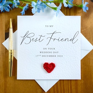 Aan mijn beste vriend op je trouwdag, trouwkaart voor beste vriend, trouwdagkaart voor bruid, trouwkaart, kaart van bruidegom, TLC055x