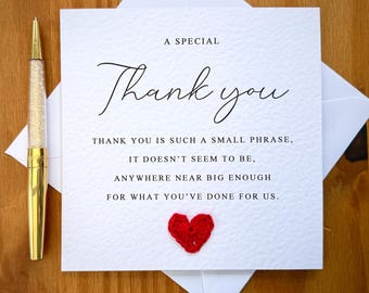 From us, A Special Thank You Card: Heartfelt Thanks, Linen Card, thank you greeting card, personalised card, TLC0550 US
