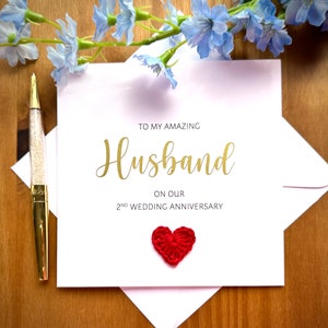 Tarjeta de aniversario de bodas de cualquier año, tarjeta de aniversario de bodas del esposo, tarjeta de aniversario de algodón, TLC0267