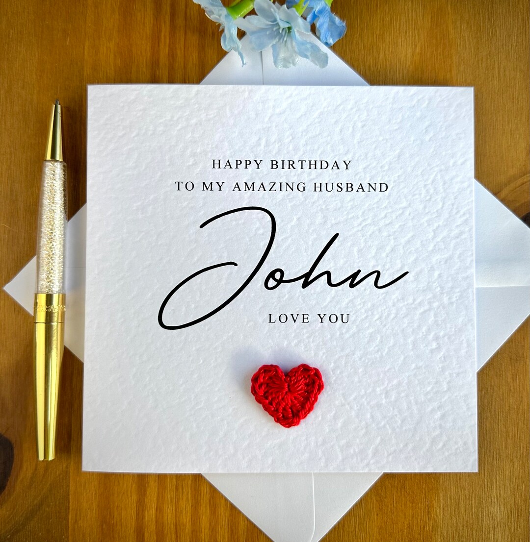 Personalised Husband Birthday Card | Cotton Heart Elegant Design ...