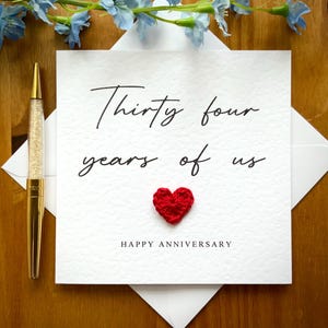 Tarjeta de treinta y cuatro años de nosotros, tarjeta de aniversario número 34, tarjeta de aniversario personalizada, tarjeta para él, tarjeta de aniversario para ella, TLC0458