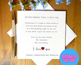 Love Poem Christmas Card: Sentimental Gift with Crochet Heart, TLC0015