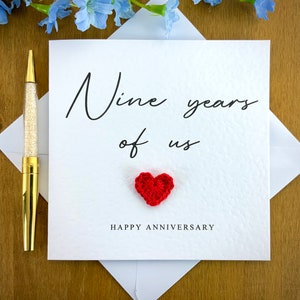 Tarjeta de 9 años de nosotros, tarjeta de 9.º aniversario, aniversario de esposa, tarjeta de aniversario personalizada, tarjeta para él, tarjeta de aniversario para ella, TLC030x