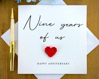 9 years of us card, 9th anniversary card, wife anniversary, personalised anniversary card, card for him, anniversary card for her, TLC030x