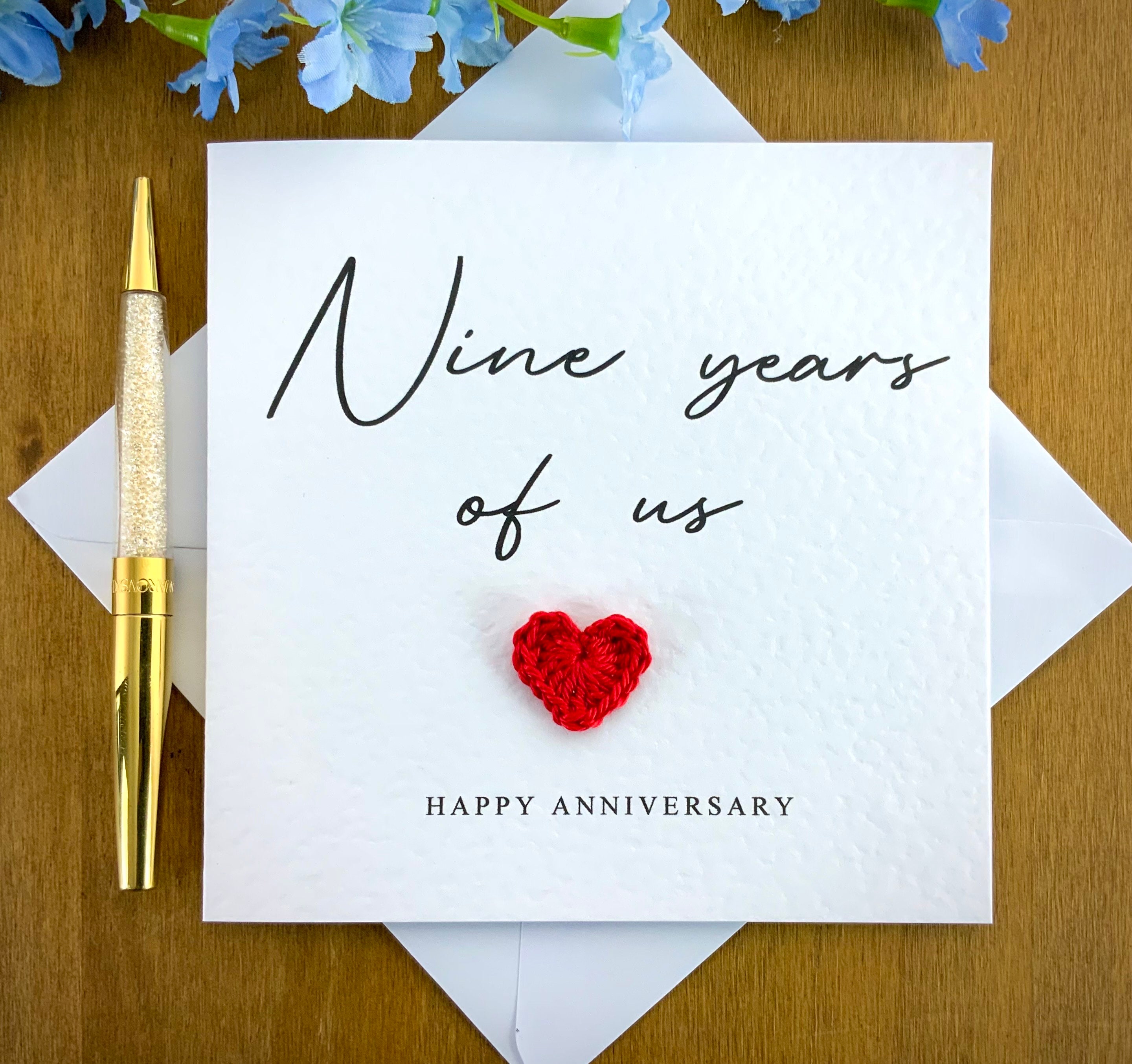 9 years of us card, 9th anniversary card, wife anniversary, personalised anniversary card, card for him, anniversary card for her, TLC030x