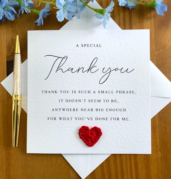 A Special Thank You Card: Heartfelt Thanks, Linen Card, thank you greeting card, personalised card, TLC0550