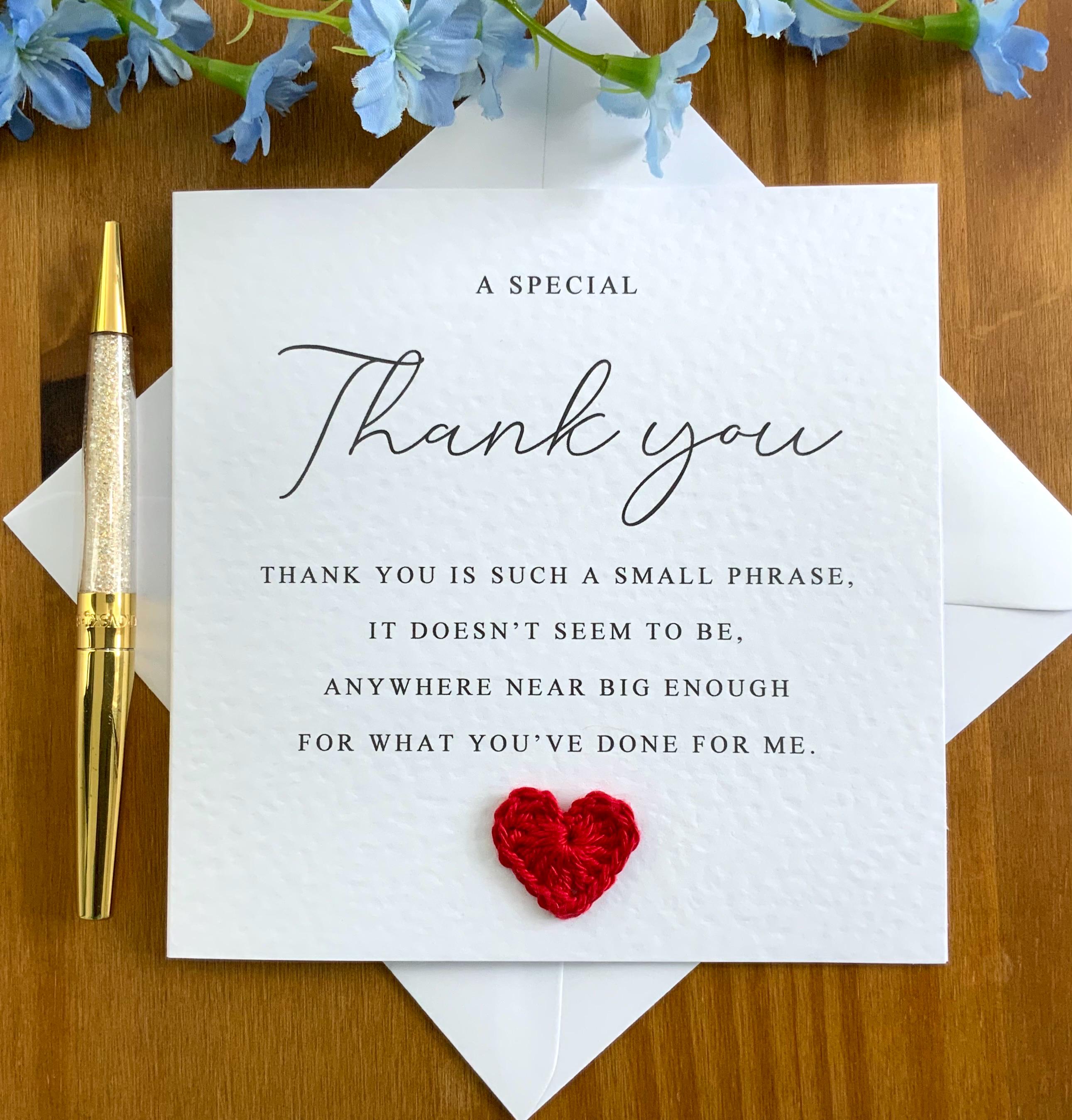 A special thank you card, heartfelt thanks, card of thanks, thank you greeting card, personalised card, TLC0550