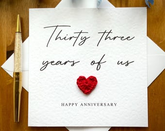 33rd Anniversary Card: Crochet Heart, Thirty Three Years, TLC0457