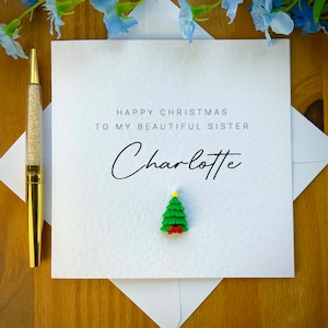 Tarjeta de Navidad para hermana, tarjeta de Navidad para hermana, tarjeta de Navidad con cualquier nombre, tarjeta de feliz Navidad, TLC0351