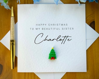 To The Loveliest Sister Embellished Christmas Card Hand-Finished – Love