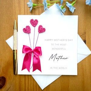 Tarjeta del Día de la Madre, tarjeta hecha a mano para la mejor mamá, te amo mamá, tarjeta para mamá con corazones de amor, tarjeta de lujo, TLC0005