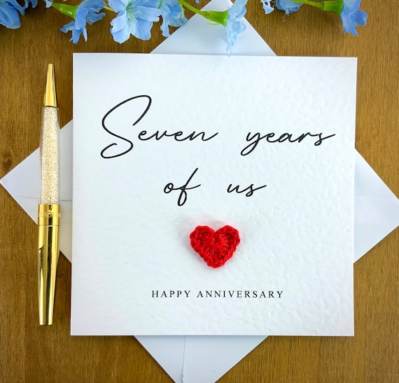 7th Anniversary Card: Crochet Heart, Cotton Anniversary, TLC0310