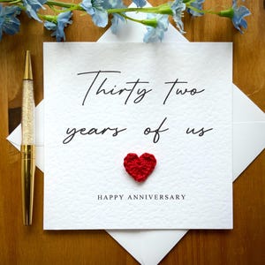 Tarjeta de treinta y dos años con nosotros, tarjeta de aniversario número 32, tarjeta de aniversario personalizada, tarjeta para él, tarjeta de aniversario para ella, TLC0456