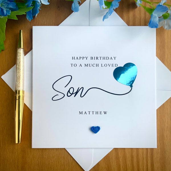 Carte d'anniversaire de fils, carte d'anniversaire de ballon, carte d'anniversaire de fils adulte, carte d'anniversaire pour fils, anniversaire de ballon d'aluminium. CCM0318