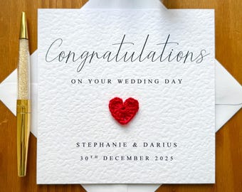 Personalised Wedding Card: Cotton Yarn Heart, textured 6x6" Cardstock, TLC0672