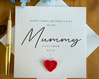 First Mother's Day Card: New Mum, Cotton Heart, Textured Cardstock, TLC0198