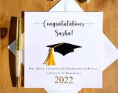 Personalised graduation card, card with mortar cap, card for student, graduation day, TLC0028