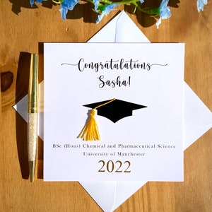 Personalised graduation card, card with mortar cap, card for student, graduation day, TLC0028