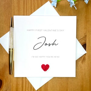 Erste Valentinstag Karte, gehäkelte Valentinstag Karte, gehäkelte Karte, personalisierte erste Valentine's Day Karte, süße Karte