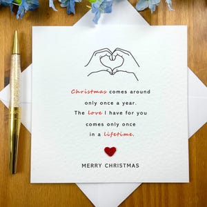 Carte de Noël romantique, carte de Noël sentimentale, mots d'amour, carte d'amour de Noël, TLC0592