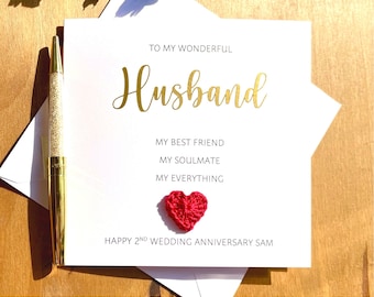 N'importe quelle année carte d'anniversaire de mariage, carte d'anniversaire sentimentale, carte d'anniversaire de mari romantique, carte d'anniversaire pour mari