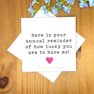 Tarjeta de aniversario divertida, tarjeta de aniversario sarcástica para marido, novio, esposa, prometido, novia, tarjeta personalizada