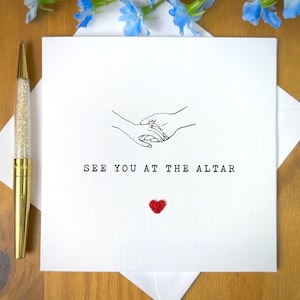 See you at the altar card with crochet heart, elegant card for wedding day, card for groom, card for bride, wedding card, TLC0277