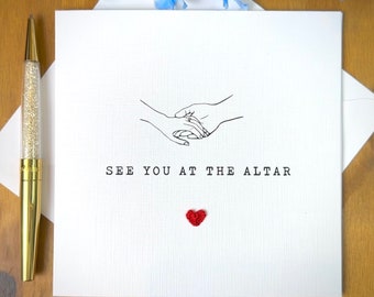 See you at the altar card with crochet heart, elegant card for wedding day, card for groom, card for bride, wedding card, TLC0277