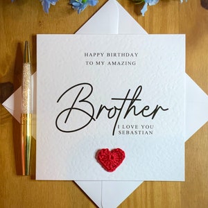 Carte d'anniversaire frère de luxe, carte frère personnalisée, carte d'anniversaire texturée, carte pour l'anniversaire d'un frère, grand frère, TLC0130