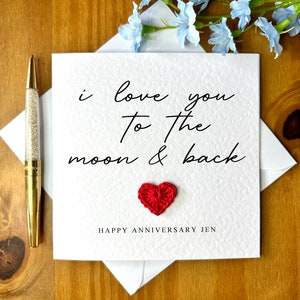 Je t'aime jusqu'à la lune et le dos carte d'anniversaire, carte d'anniversaire romantique, carte pour lui, carte pour elle, carte pour amoureux, TLC0193