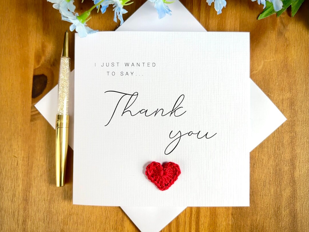 Just to Say Thank You Card: Linen Card With Crochet Heart, TLC0285