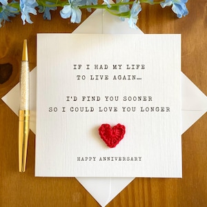 Carte d'anniversaire de mots doux, carte d'anniversaire pour lui, pour elle, si j'avais ma vie à revivre, carte d'anniversaire de mariage, TLC0633