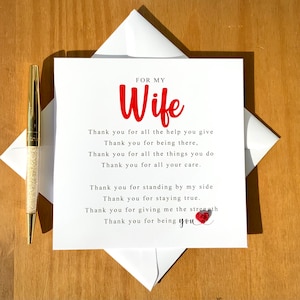 Poème de remerciement pour femme, carte de remerciement pour femme, carte d'anniversaire pour femme, carte significative, meilleure femme, juste pour dire merci, TLC0001