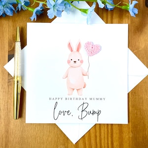 Mummieverjaardagskaart van de bult, gepersonaliseerde verjaardagskaart voor mummie, ballonverjaardagskaart, kaart van baby, kaart van pinda, TLC05xx