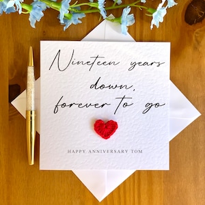 Tarjeta de 19.º aniversario, 19 años cumplidos, tarjeta de aniversario de boda personalizada, tarjeta para él, tarjeta de aniversario para ella, TLC0213