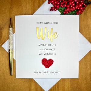 Wife Christmas card, personalised wife card, Christmas card for wife, crochet card, romantic Christmas card, sweet words