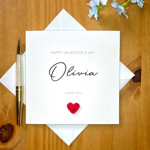 Tarjeta personalizada del Día de San Valentín Feliz, tarjeta de San Valentín marido, tarjeta de San Valentín novio, tarjeta de San Valentín novia, tarjeta de ganchillo