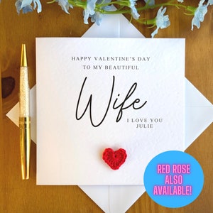 Carte de Saint-Valentin pour femme, carte personnalisée pour femme, carte de Saint-Valentin texturée de luxe, carte de Saint-Valentin heureuse pour femme TLC0096