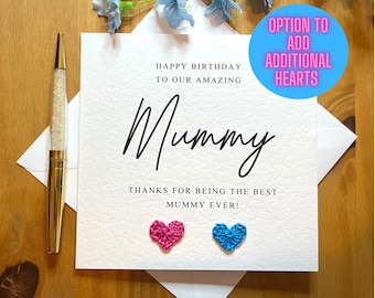 Mummy birthday card from twins, best mummy ever, luxury card for mummy, textured card, mum of twins TLC0063