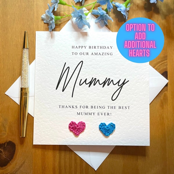 Mummy birthday card from twins, best mummy ever, luxury card for mummy, textured card, mum of twins TLC0063