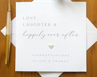 Tarjeta de boda: Amor, risas y felices para siempre, tarjeta de boda minimalista, TLC0690