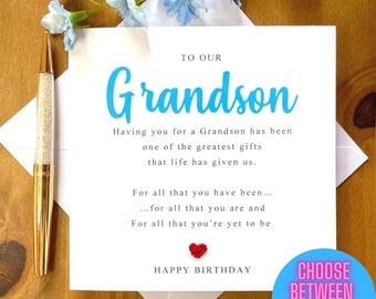 Grandson birthday card, grandson poem, adult grandson birthday card, birthday card for grandson, grandson birthday. TLC0019